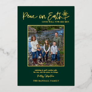 Peace on Earth Burgundy Photo Christmas Elegant