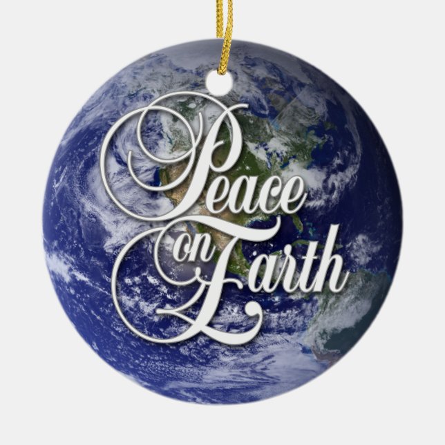Peace on Earth Ceramic Tree Decoration (Front)