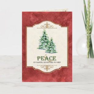 Peace on Earth Christian Christmas Tree Greeting Holiday Card