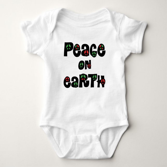 Peace On Earth Christmas Baby Bodysuit (Front)