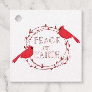 Peace on Earth Christmas Cardinals Favour Tags
