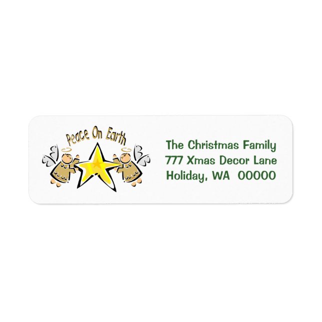 Peace On Earth Christmas Cards Mail Label Sticker (Front)