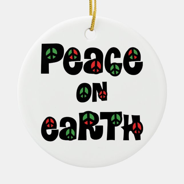 Peace On Earth Christmas Ceramic Tree Decoration (Front)