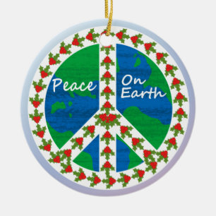 Peace on Earth Christmas Ceramic Tree Decoration