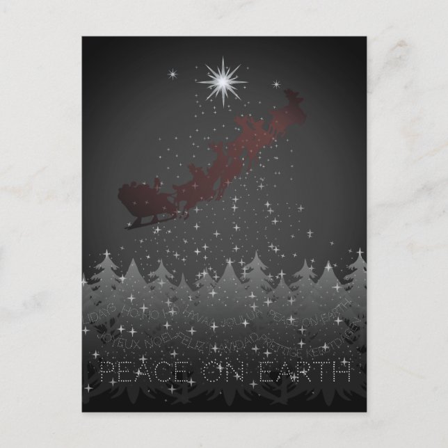 Peace On Earth Christmas Eve Stars Santa's Sleigh Holiday Postcard (Front)