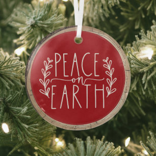 Peace On Earth Christmas Glass Tree Decoration