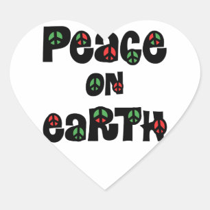 Peace On Earth Christmas Heart Sticker