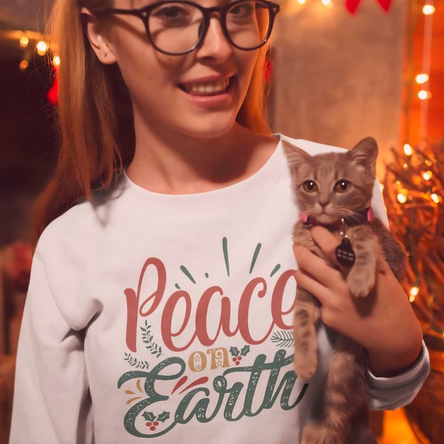 Peace On Earth Christmas Holiday Calligraphy Sweatshirt (Creator Uploaded)