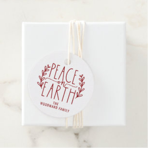 Peace On Earth Christmas Holiday Personalised Favour Tags