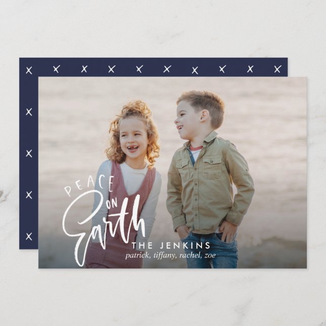 Peace on earth | Christmas Holiday Photo Invitation (Front/Back)