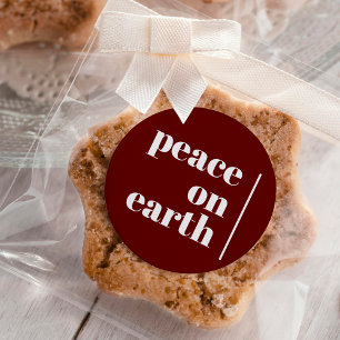 Peace On Earth Christmas Minimalist Classic Round Sticker