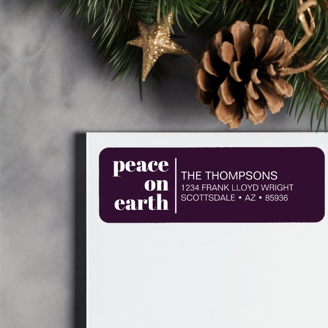 Peace On Earth Christmas Minimalist Return Address (Creator Uploaded)