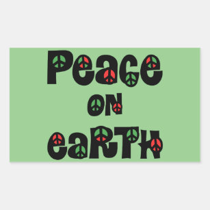 Peace On Earth Christmas Rectangular Sticker