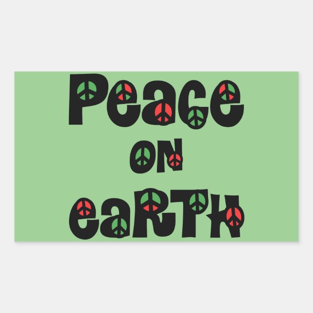 Peace On Earth Christmas Rectangular Sticker (Front)