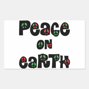 Peace On Earth Christmas Rectangular Sticker