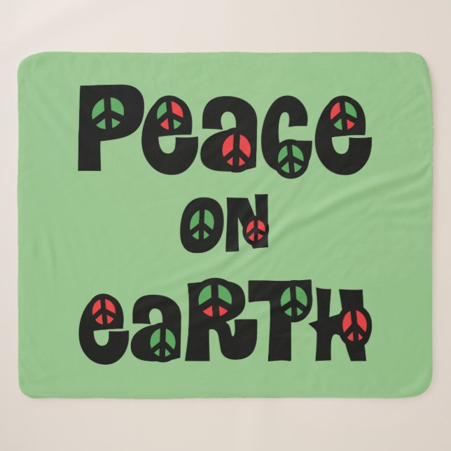 Peace On Earth Christmas Sherpa Blanket (Front (Horizontal))