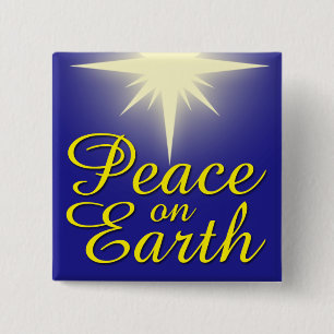 Peace on Earth Christmas Star Holiday Button