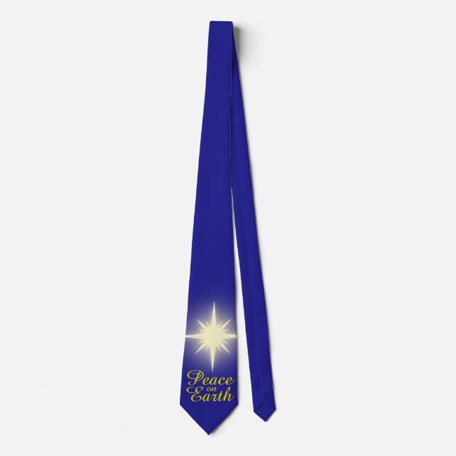 Peace on Earth Christmas Star Holiday Tie (Front)