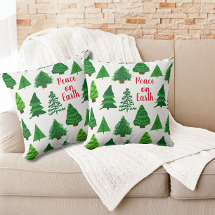 Peace on Earth Christmas Trees Cushion