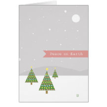Peace On Earth Christmas Trees Falling Snow Winter