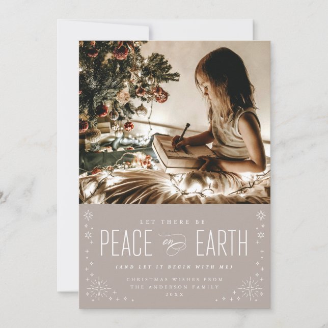 Peace on Earth Christmas with Stars Photo Card (Front)