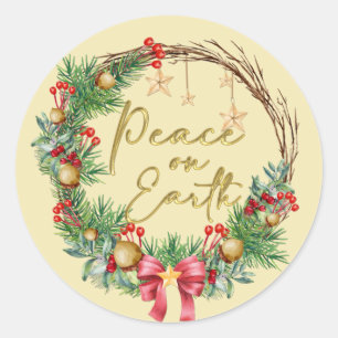 Peace on Earth Christmas Wreath Envelope Seal