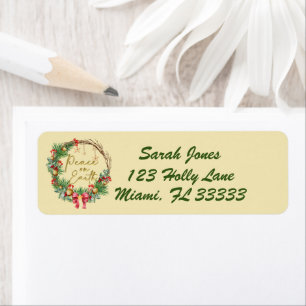 Peace on Earth Christmas Wreath Return Address