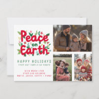PEACE ON EARTH CUSTOM 3 PHOTO Grid Christmas Xmas