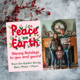 PEACE ON EARTH CUSTOM PHOTO Christmas Holidays  Holiday Card