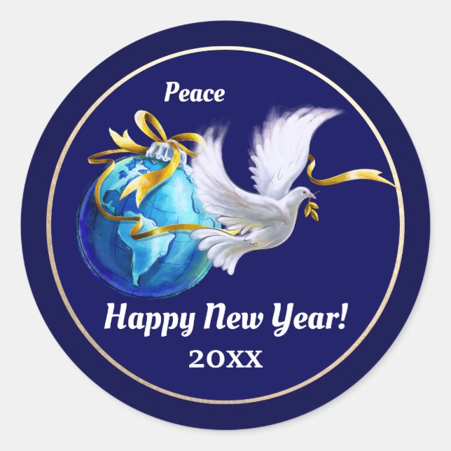 Peace on Earth. Customisable New Year's Stickers (Front)