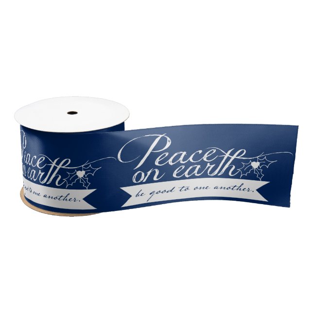 Peace on Earth Customise Colours Christmas Ribbon Satin Ribbon (Spool)