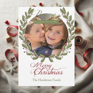 Peace on Earth Customised Photo Christmas Holiday Card