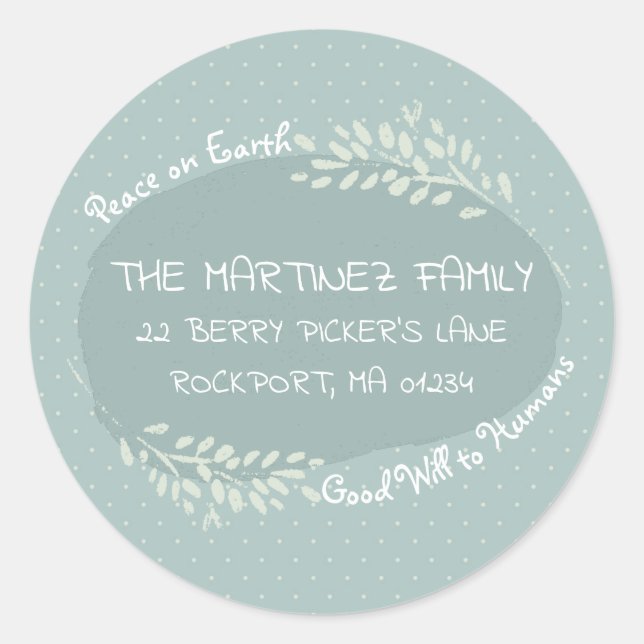 Peace on Earth Doodle Round Return Address Label (Front)