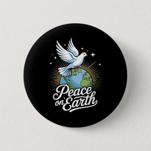 Peace On Earth Dove And Globe Faith Christmas 6 Cm Round Badge