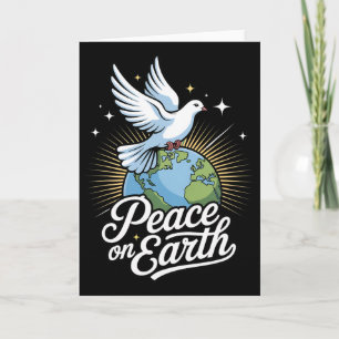 Peace On Earth Dove And Globe Faith Christmas  Card