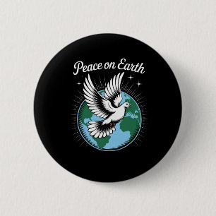 Peace On Earth Dove And Globe Faith Christmas Spir 6 Cm Round Badge