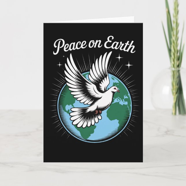 Peace On Earth Dove And Globe Faith Christmas Spir Card (Front)