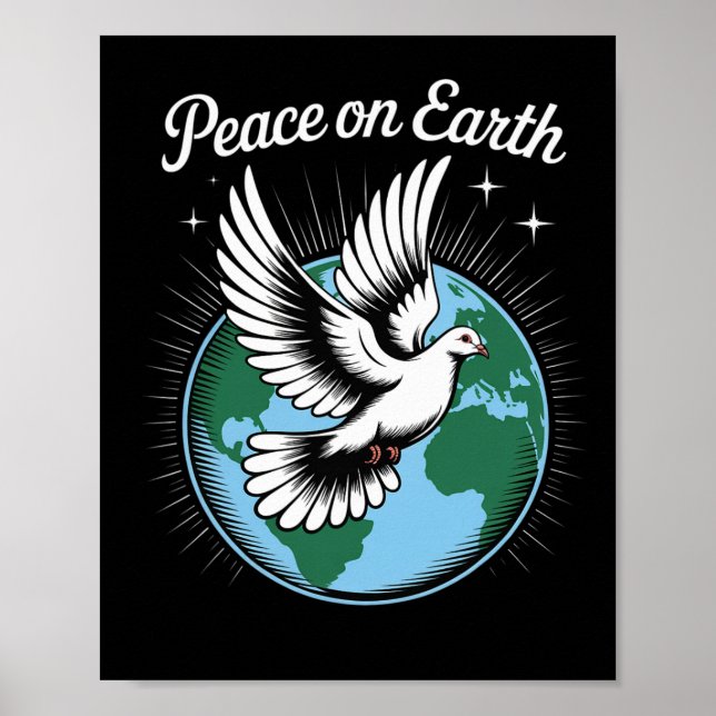 Peace On Earth Dove And Globe Faith Christmas Spir Poster (Front)