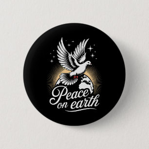 Peace On Earth Dove And Globe Peaceful Christmas 6 Cm Round Badge