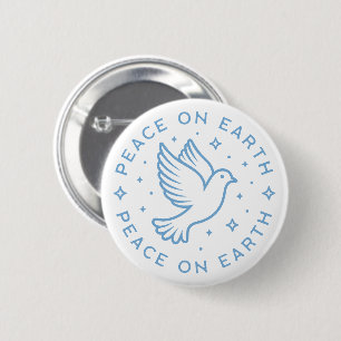 Peace on earth dove blue aesthetic 6 cm round badge