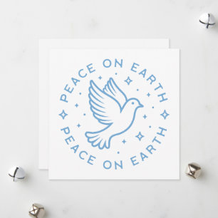 Peace on earth dove blue aesthetic holiday card