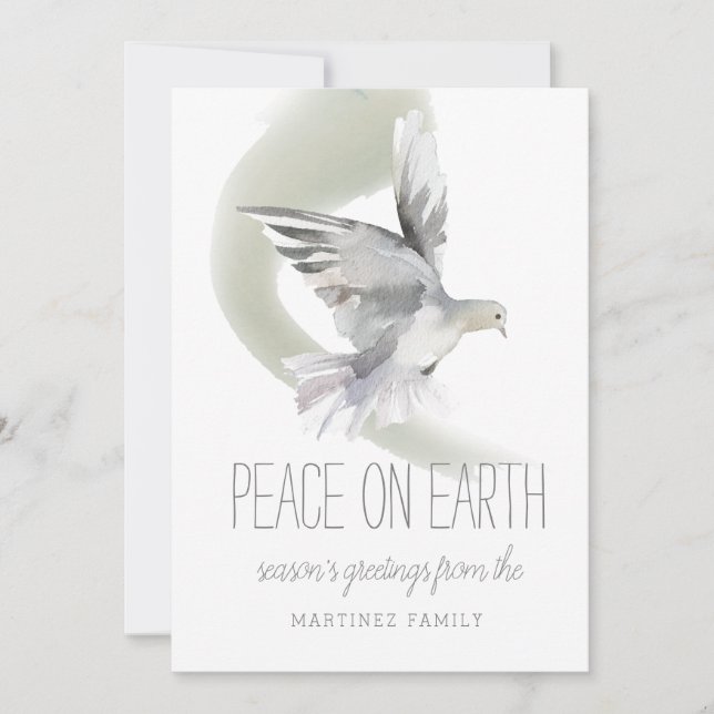 Peace On Earth Dove Christmas Holiday Card (Front)