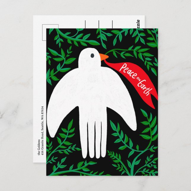 Peace on Earth Dove Christmas Xmas CUSTOM Holiday  Postcard (Front/Back)