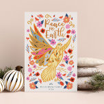 Peace on Earth Dove Floral Folk Art White Holiday Card<br><div class="desc">Our Peace on Earth Christmas flat holiday card is inspired by the beauty and style of Scandinavian folk art but with a modern and vintage flare. Our design conveys a world of hope, love and Peace depicted through art, imagery and colour. Deep contrasts are combined with joyful bright colours of...</div>