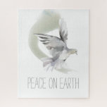 Peace on Earth Dove Gray and White Jigsaw Puzzle<br><div class="desc">Lots of gray and white will make this uplifting message a puzzling challenge. Perfect Christmas gift for a jigsaw puzzle lover.</div>