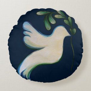 Peace on Earth Dove of Hope Round Cushion