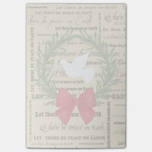Peace on Earth Dove, Olive Leaves, Typography, Bow Post-it Notes