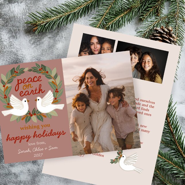 Peace on Earth Doves Christmas CUSTOM 3 PHOTO Holiday Card (Peace on Earth Doves Christmas CUSTOM 3 PHOTO Holiday Card
)
