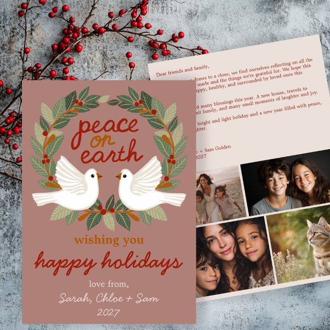 Peace on Earth Doves Christmas CUSTOM 4 PHOTO Holiday Card (Peace on Earth Doves Christmas CUSTOM 4 PHOTO Holiday Card
)