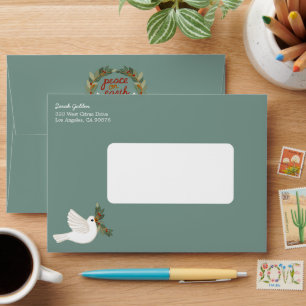 Peace on Earth Doves Christmas CUSTOM Envelope